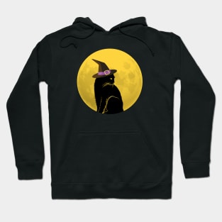Black Witch Cat and Full Moon Hoodie